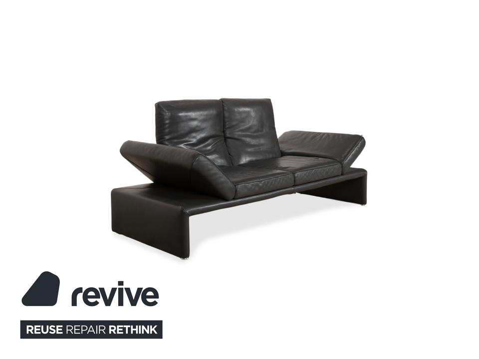 Koinor Raoul Zweisitzer Leder Sofa Grau manuelle Funktion Couch – Bild 4