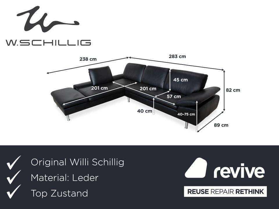 Willi Schillig Loop Leder Ecksofa Schwarz manuelle Funktion Sofa – Bild 2