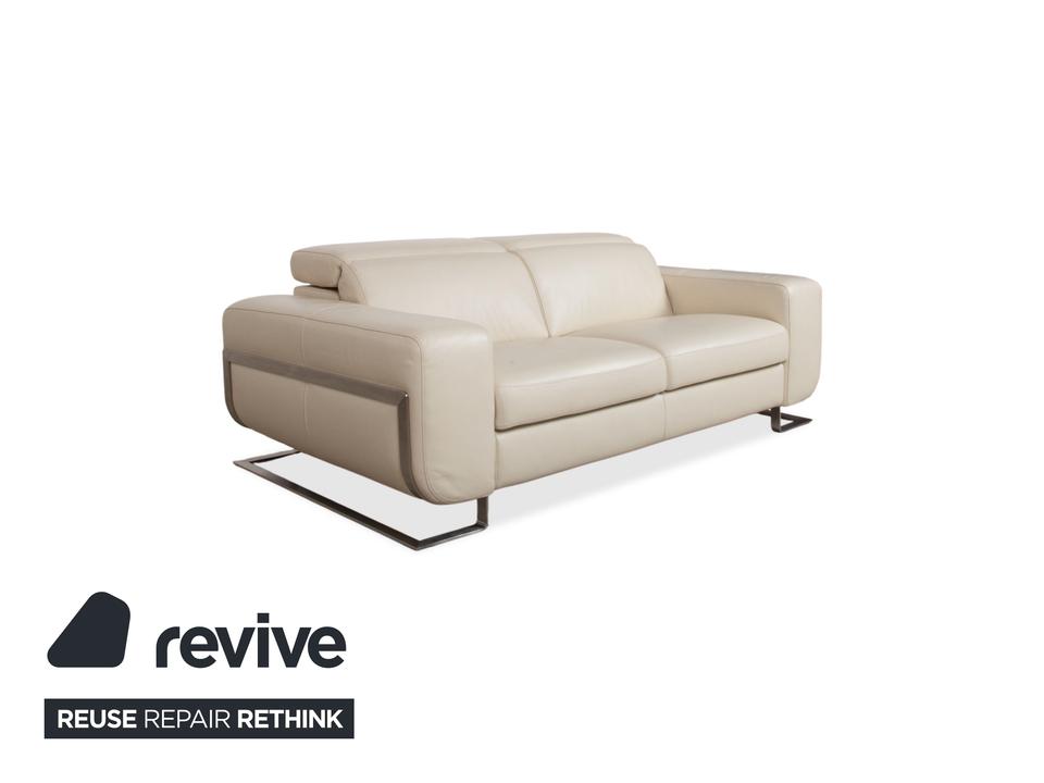 Joop 007 Leder Zweisitzer Creme Sofa Couch Metallfüße – Bild 3