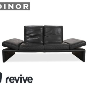 Koinor Raoul Zweisitzer Leder Sofa Grau manuelle Funktion Couch