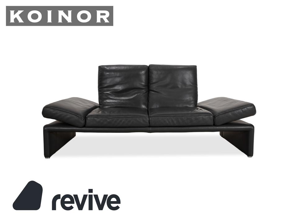 Koinor Raoul Zweisitzer Leder Sofa Grau manuelle Funktion Couch