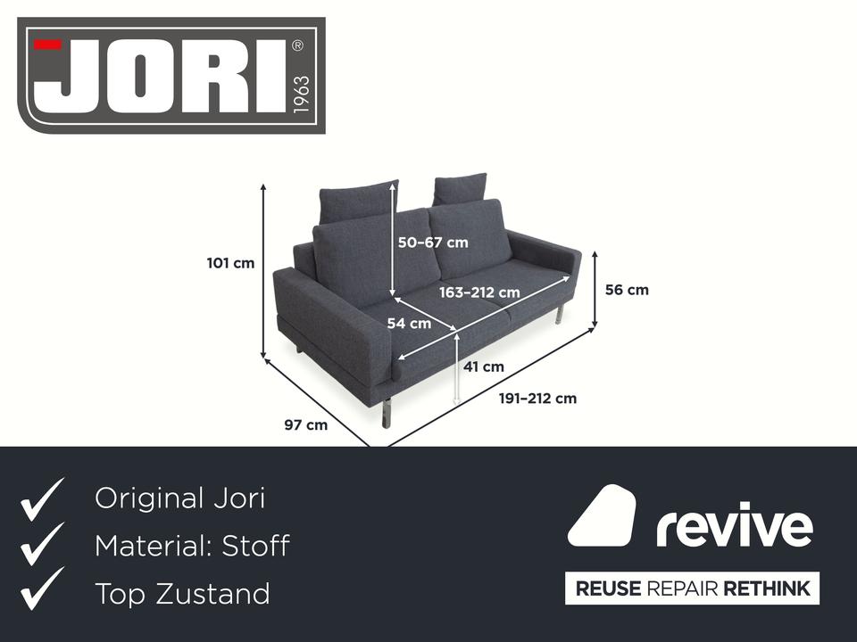 Jori Tigra Stoff Zweisitzer Grau manuelle Funktion Sofa Couch – Bild 2