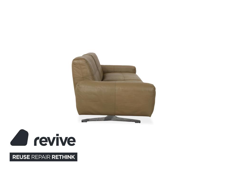 Rolf Benz 50 Dreisitzer Leder Sofa Kaki Grün Braun mit – Bild 10