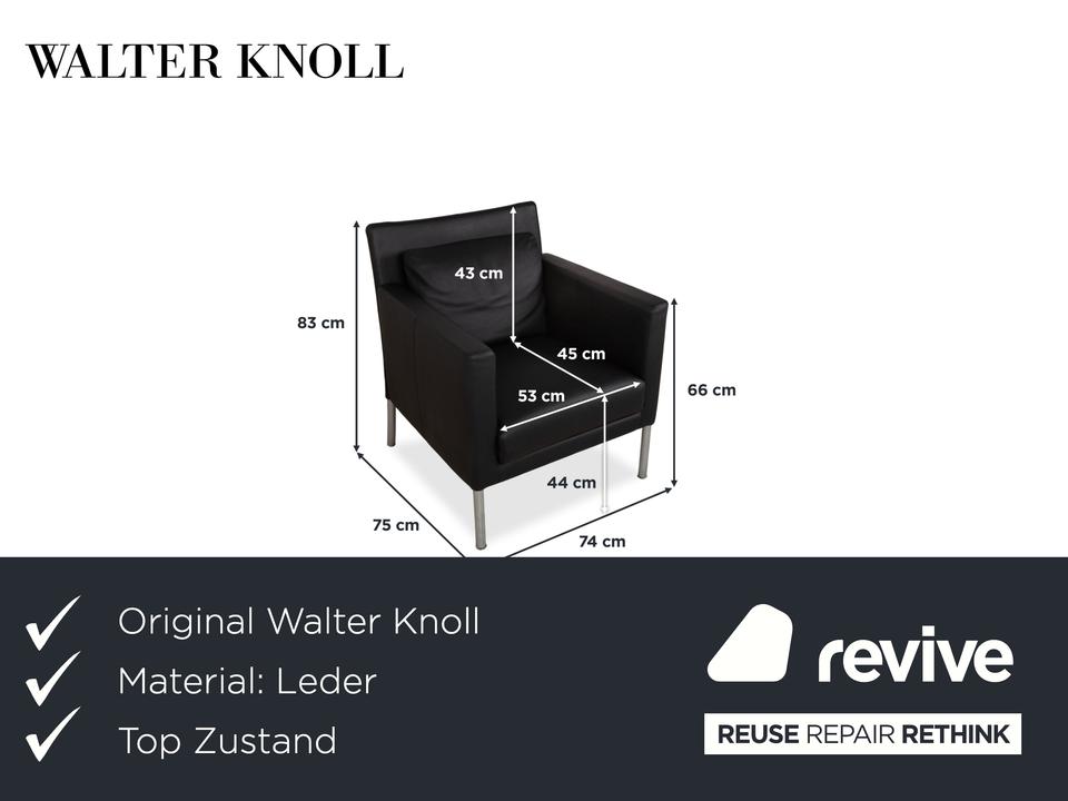 Walter Knoll Jason Leder Sessel Schwarz Nappa Leder Gestell – Bild 2