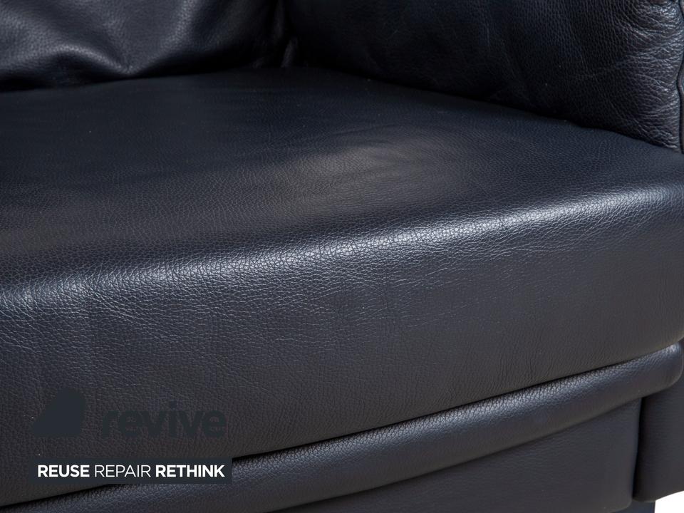 Willi Schillig Leder Sessel Dunkelblau Marineblau – Bild 3