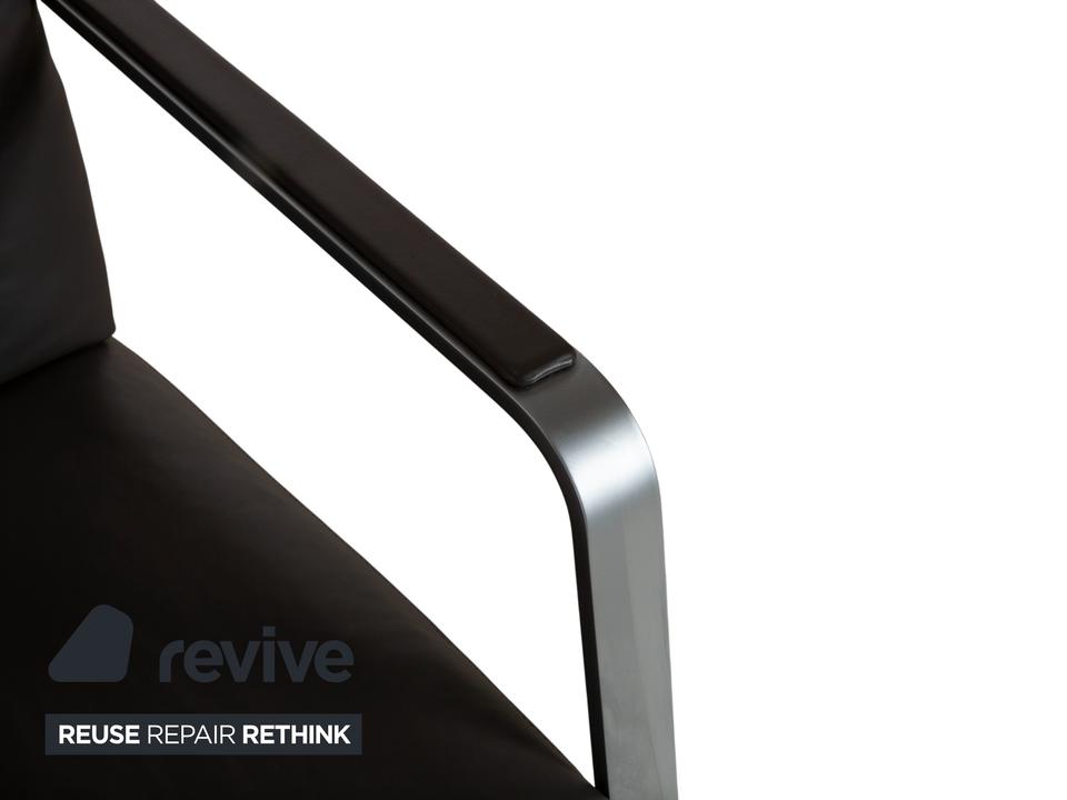 Rolf Benz Leder Metall Sessel Schwarz Anthrazit Dunkelbraun – Bild 6