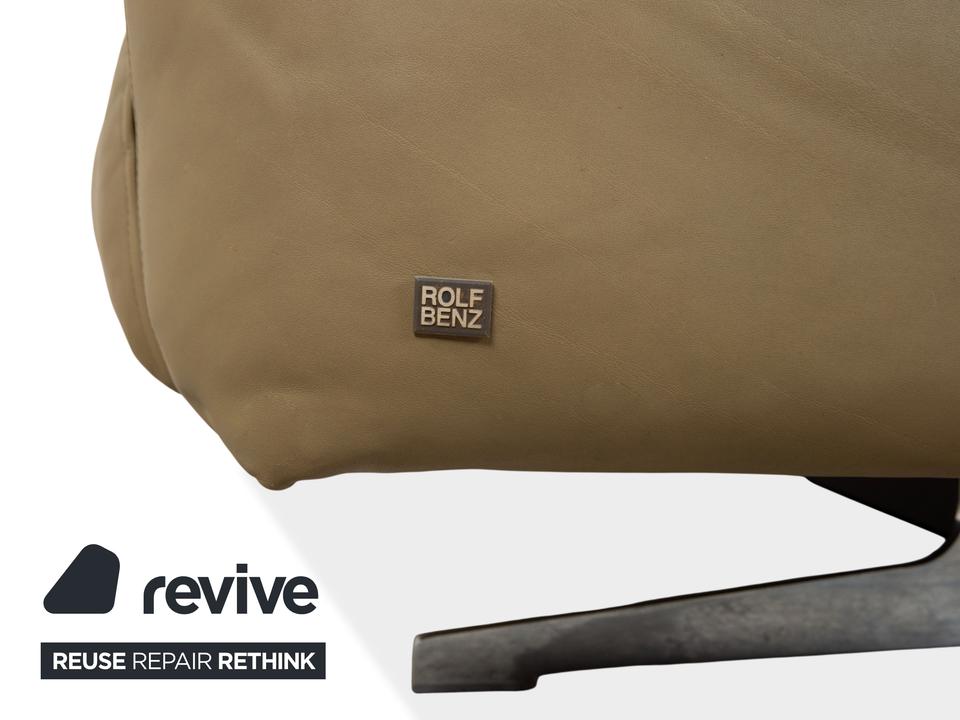 Rolf Benz 50 Dreisitzer Leder Sofa Kaki Grün Braun mit – Bild 9