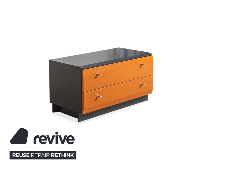 Interlübke Holz Sideboard Braun Blau Grau Navyblau Nachttisch – Bild 3