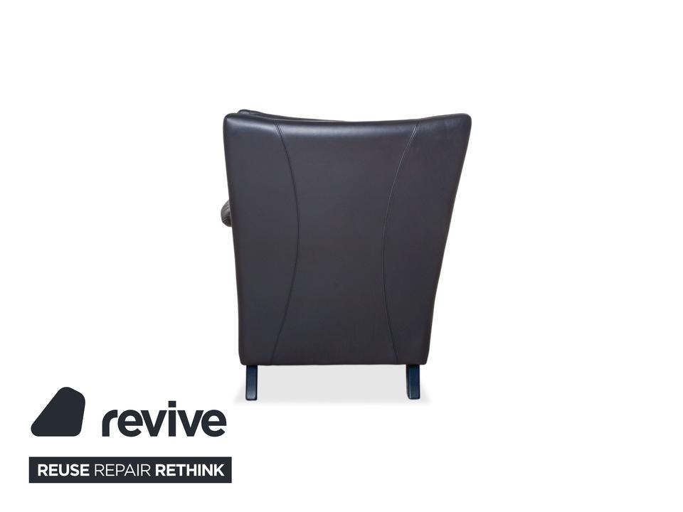 Willi Schillig Leder Sessel Dunkelblau Marineblau – Bild 10
