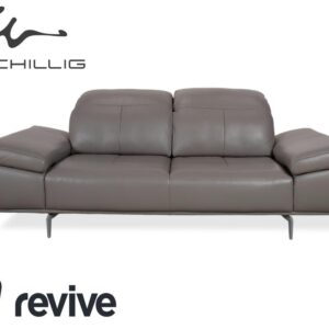 Willi Schillig Levi Zweisitzer Leder Sofa Grau Elephant Gray