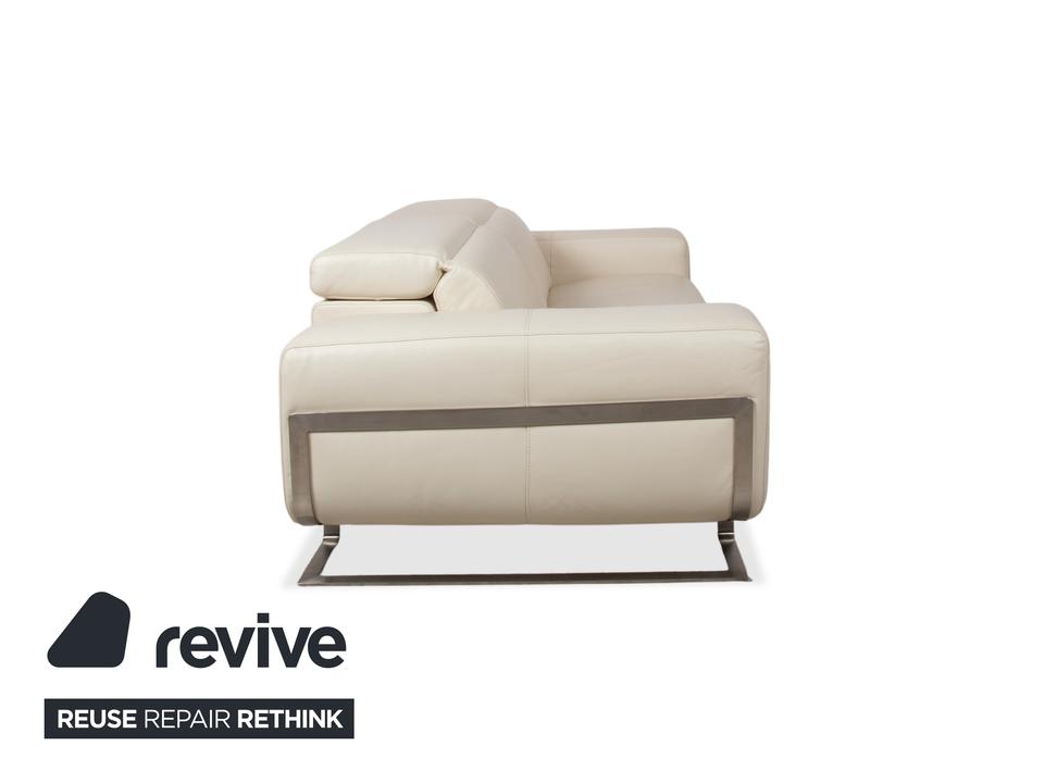 Joop 007 Leder Zweisitzer Creme Sofa Couch Metallfüße – Bild 11