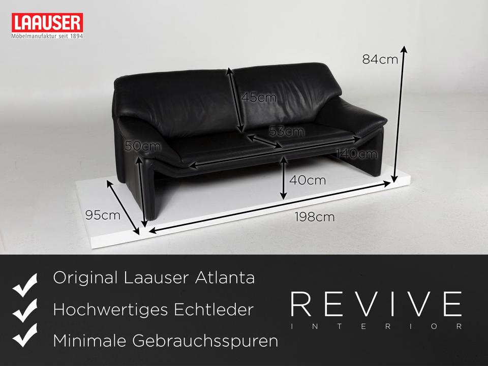 Laauser Atlanta Leder Sofa Schwarz Dreisitzer Couch ✨ – Bild 2
