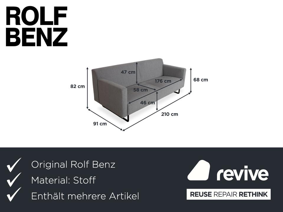 Rolf Benz 328 Stoff Garnitur 2x Dreisitzer Grau Sofa Couch – Bild 2