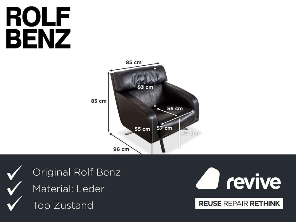 Rolf Benz Leder Sessel Schwarz Chefsessels Metall Drehkreuz – Bild 2
