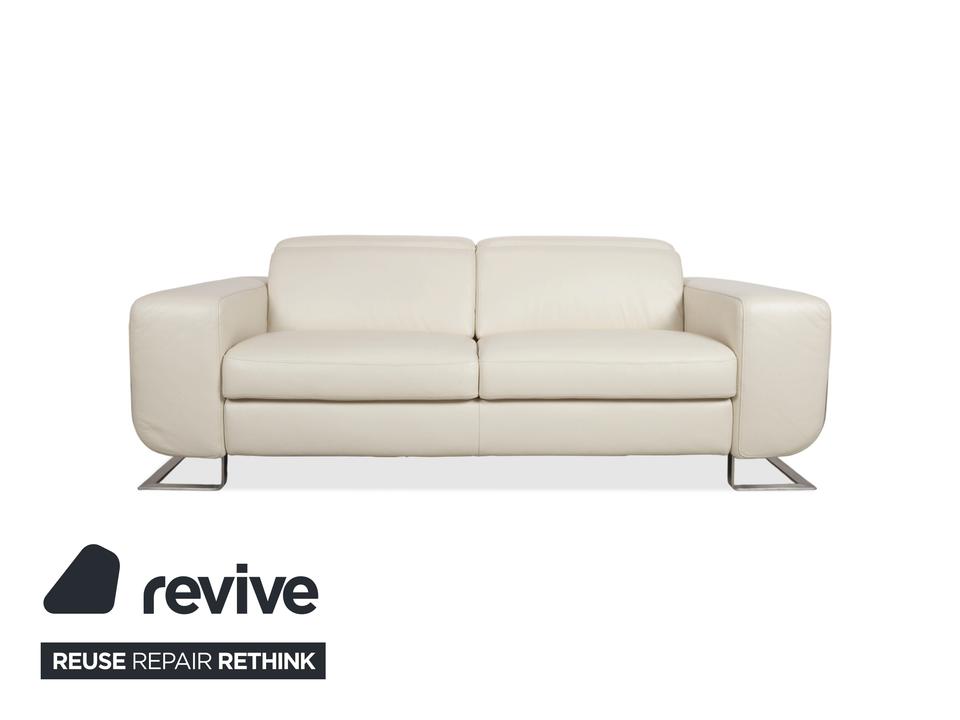 Joop 007 Leder Garnitur Dreisitzer & Zweisitzer Creme Sofa Couch – Bild 20