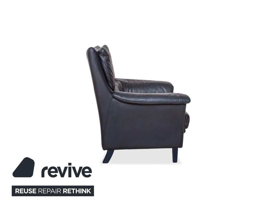 Willi Schillig Leder Sessel Dunkelblau Marineblau – Bild 9