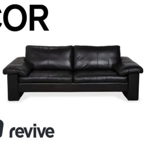 COR Conseta Leder Zweisitzer Schwarz Sofa Couch