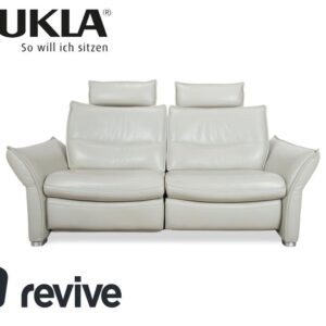 Hukla Leder Zweisiter Grau elektrische Funktion Sofa Couch