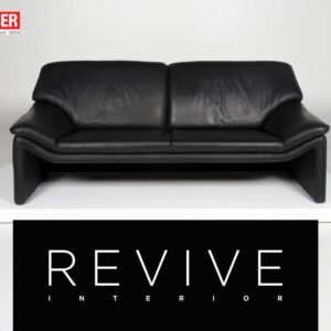 Laauser Atlanta Leder Sofa Schwarz Dreisitzer Couch