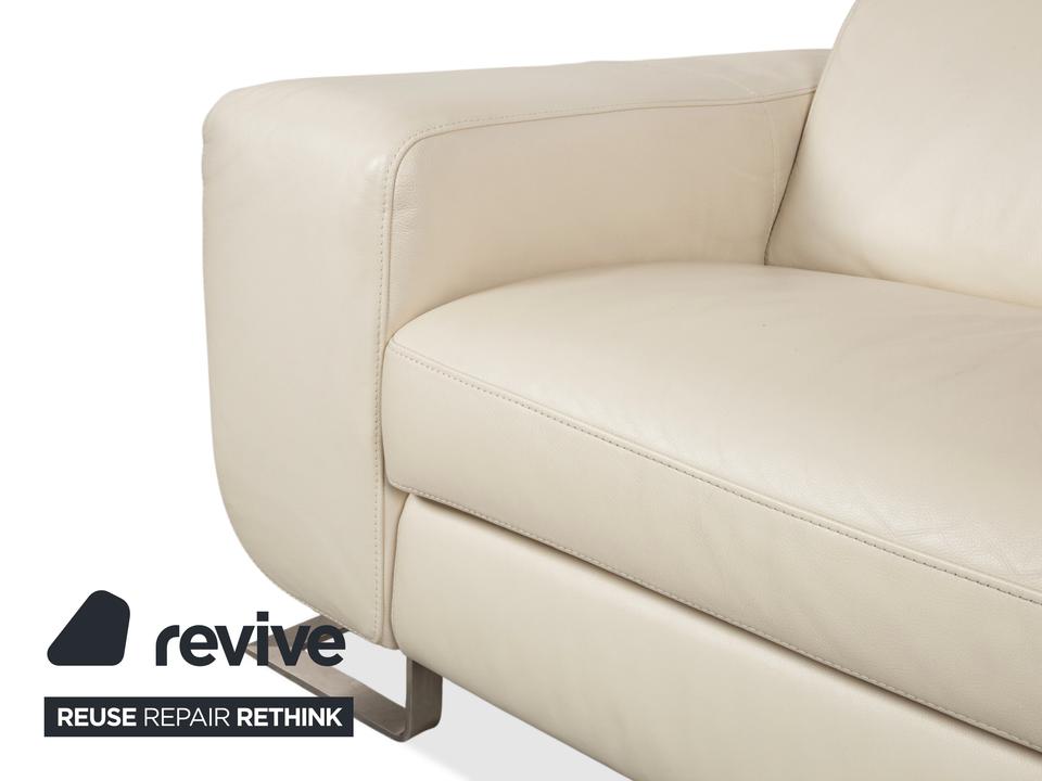 Joop 007 Leder Dreisitzer Creme Sofa Couch Metallfüße – Bild 7