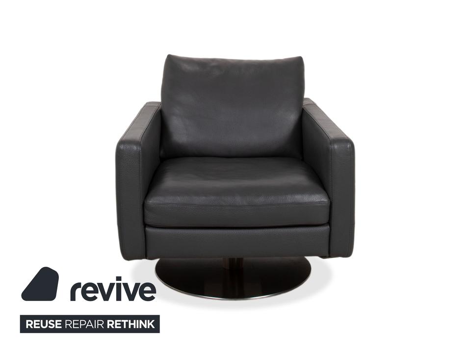 Natuzzi Relevé Leder Sessel Schwarz Anthrazit – Bild 12