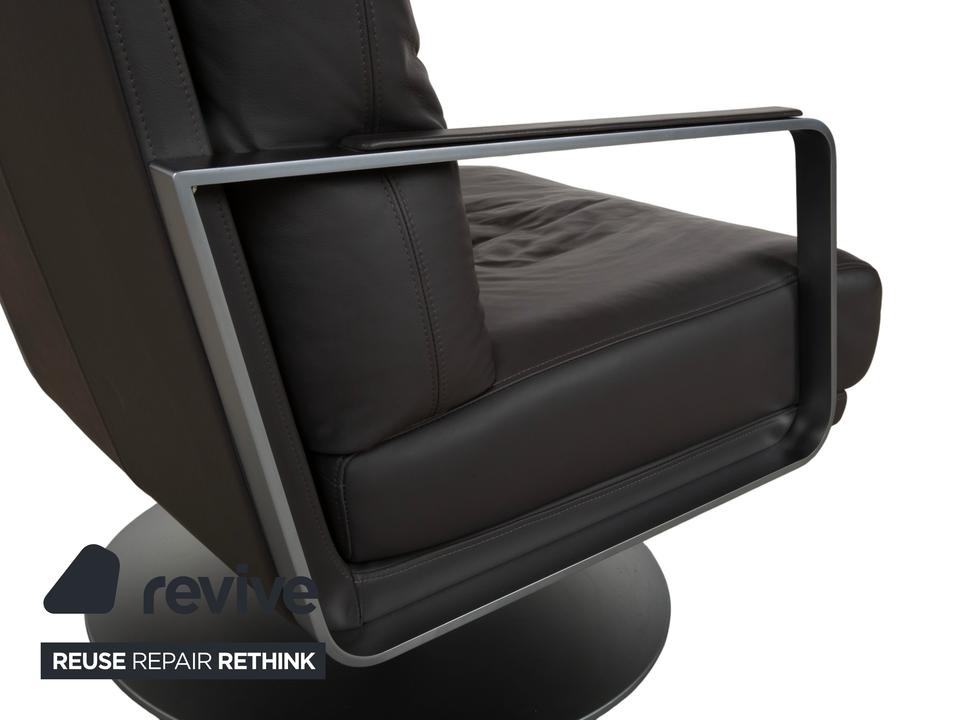 Rolf Benz Leder Metall Sessel Schwarz Anthrazit Dunkelbraun – Bild 9