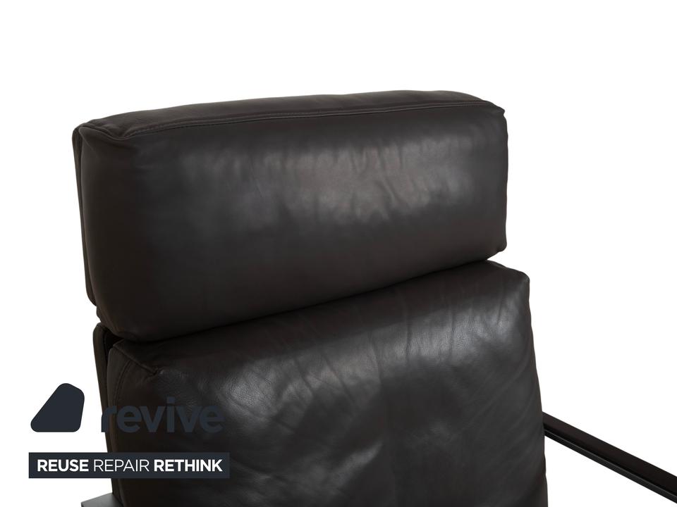 Rolf Benz Leder Metall Sessel Schwarz Anthrazit Dunkelbraun – Bild 7