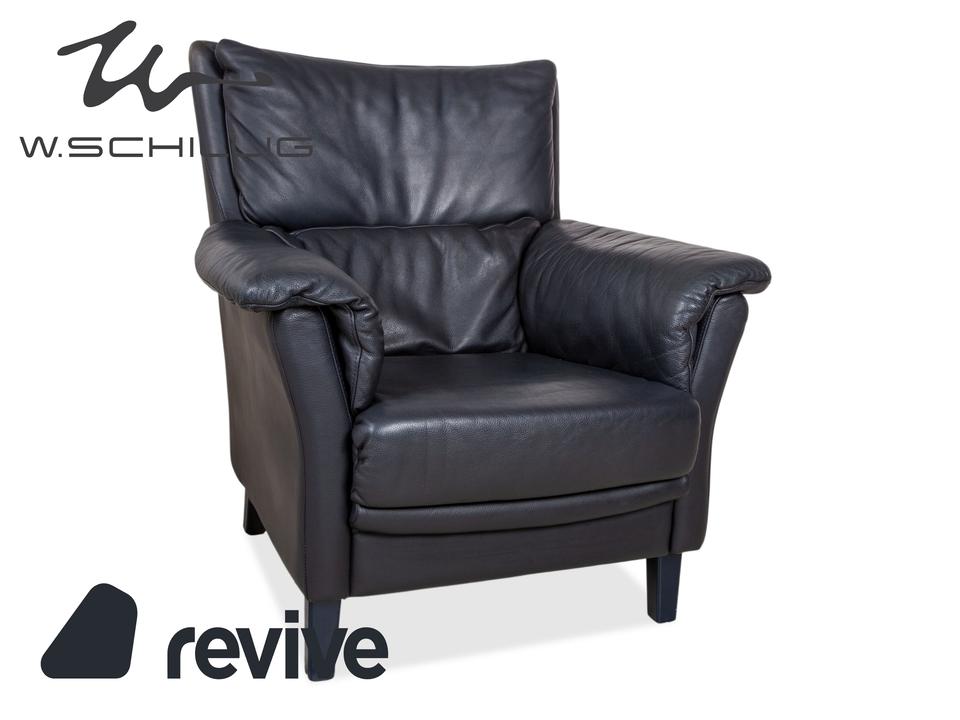 Willi Schillig Leder Sessel Dunkelblau Marineblau