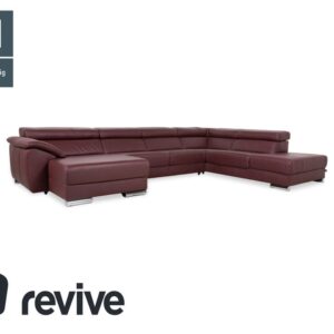 Ewald Schillig Brand Blues Leder Chrom Ecksofa Rot Weinrot