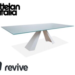 Cattelan Italia Glas Esstisch Hellblau Türkis Gestell Weiß 240 x