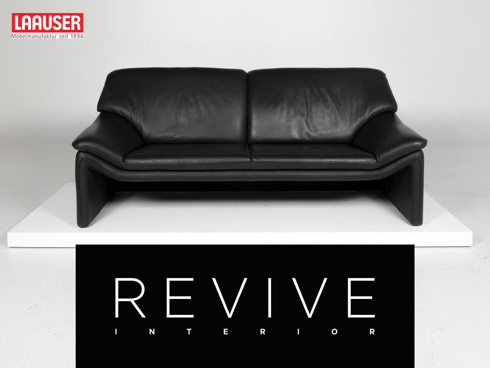 Laauser Atlanta Leder Sofa Schwarz Dreisitzer Couch ✨