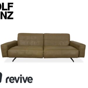 Rolf Benz 50 Dreisitzer Leder Sofa Kaki Grün Braun mit