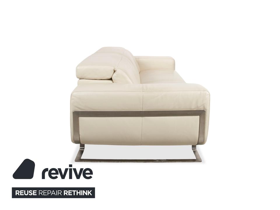 Joop 007 Leder Dreisitzer Creme Sofa Couch Metallfüße – Bild 12