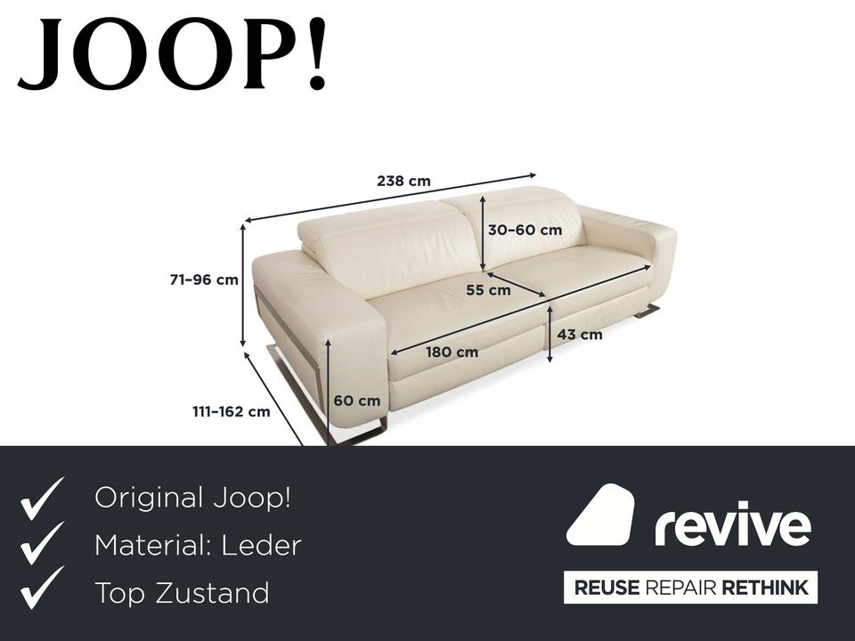 Joop 007 Leder Dreisitzer Creme Sofa Couch Metallfüße – Bild 2