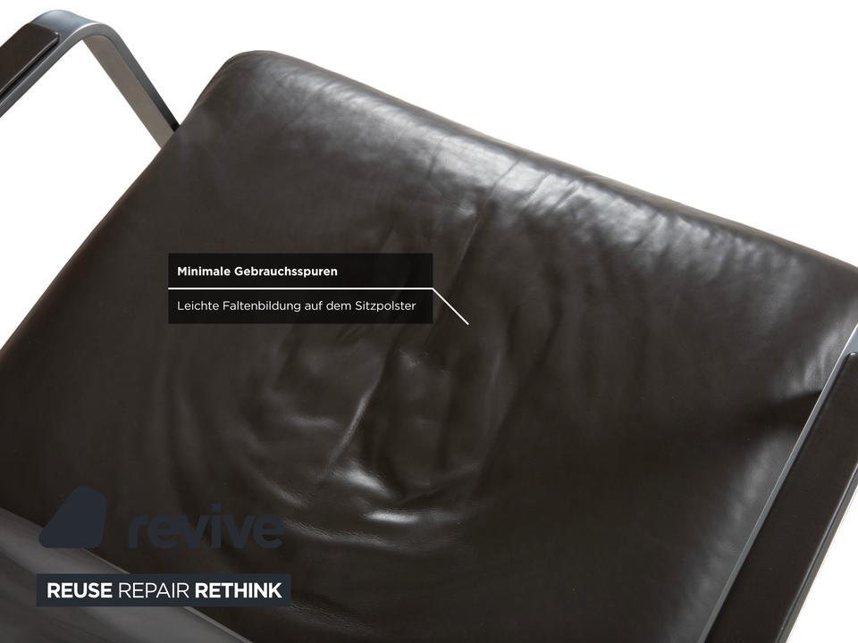 Rolf Benz Leder Metall Sessel Schwarz Anthrazit Dunkelbraun – Bild 12