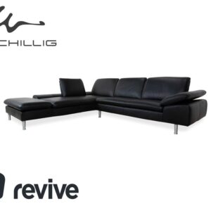 Willi Schillig Loop Leder Ecksofa Schwarz manuelle Funktion Sofa
