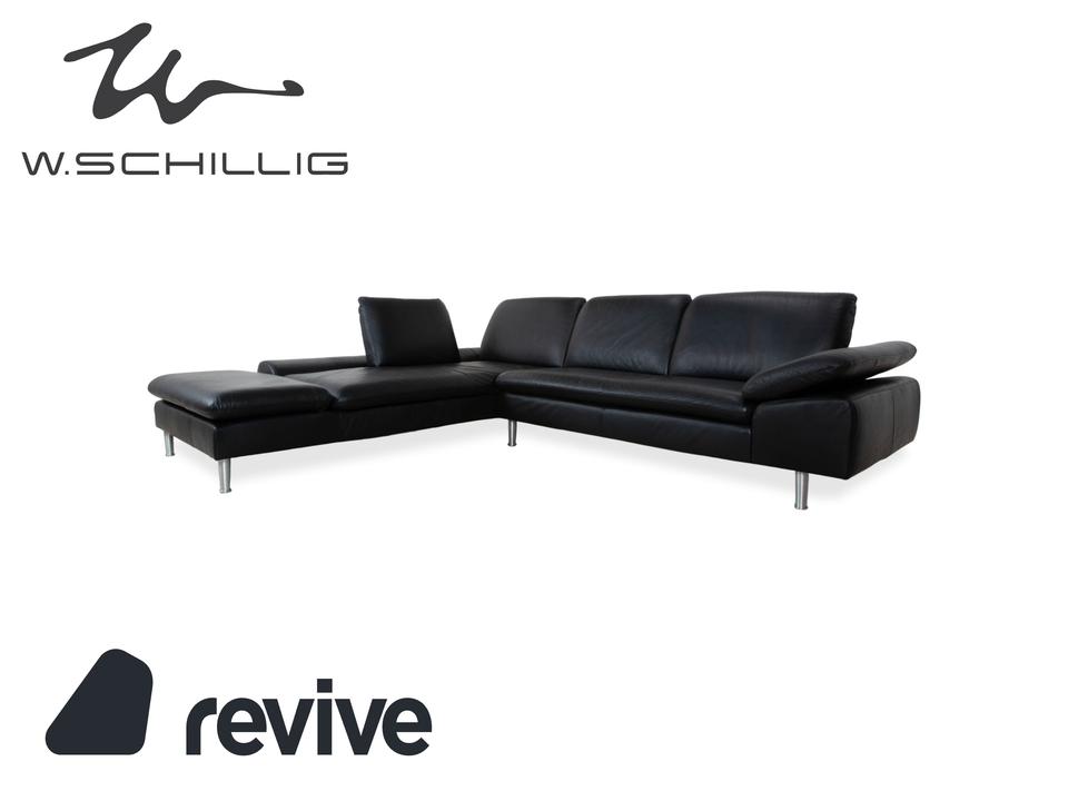 Willi Schillig Loop Leder Ecksofa Schwarz manuelle Funktion Sofa