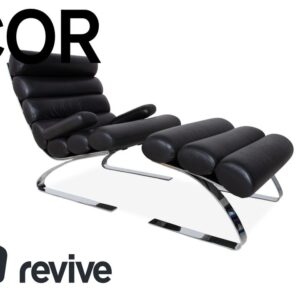 Cor Sinus Leder Chrom Sessel Schwarz inkl. Hocker Freischwinger ✨