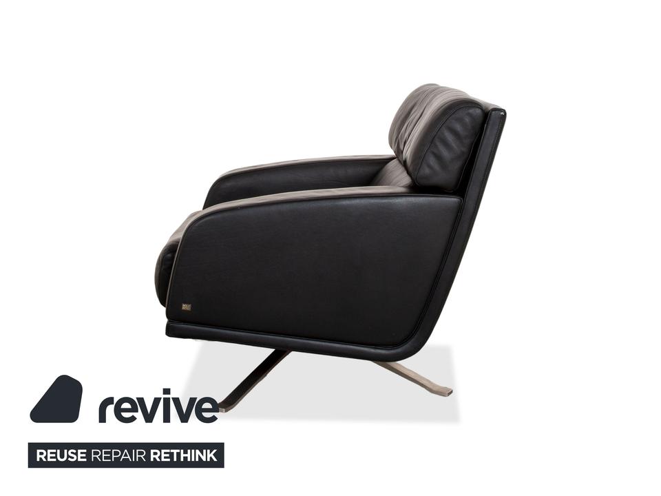 Rolf Benz Leder Sessel Schwarz Chefsessels Metall Drehkreuz – Bild 9