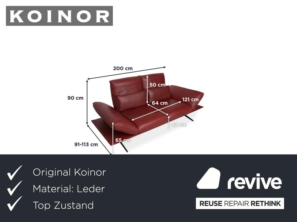 Koinor Francis Leder Zweisitzer Rot manuelle Funktion Sofa Couch – Bild 2