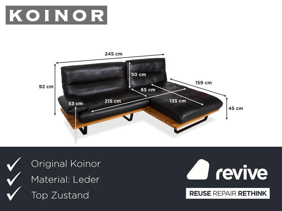 Koinor Marylin Leder Ecksofa Schwarz Holz manuelle Funktion Sofa – Bild 2