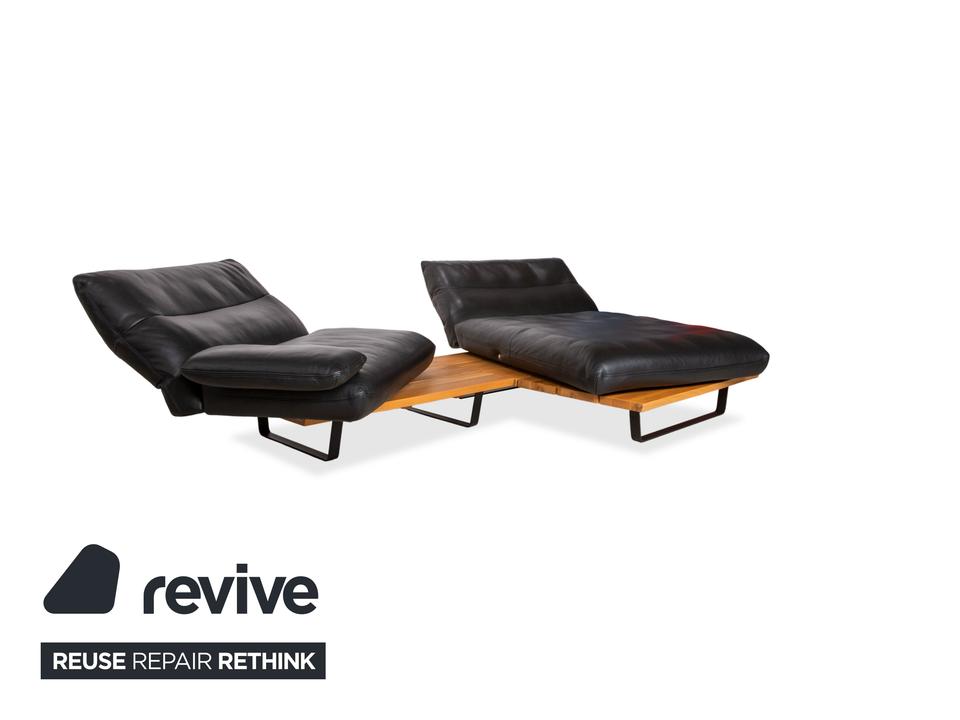 Koinor Marylin Leder Ecksofa Schwarz Holz manuelle Funktion Sofa – Bild 4