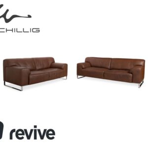 Willi Schillig Alessiio Leder Dreisitzer Zweisitzer Braun Mokka