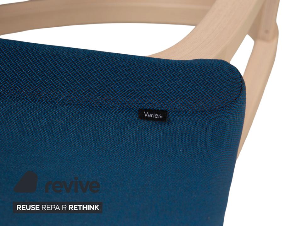 Varier Variable Kniestuhl Holz Esche Hocker Natur Stoff Blau – Bild 7