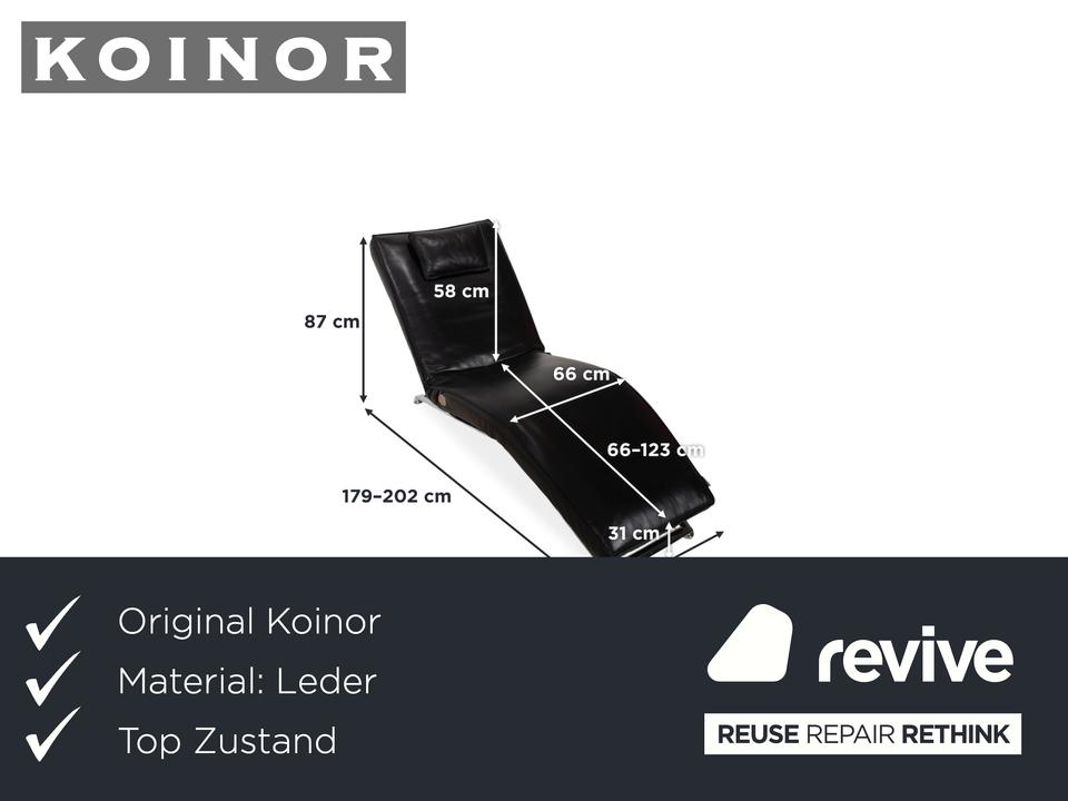 Koinor Jonas Liege Leder Schwarz mit Jeremiah Gestell Chrom – Bild 2