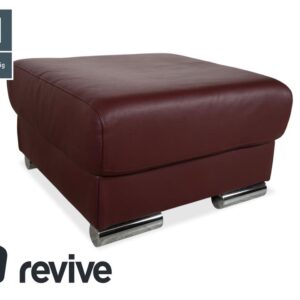 Ewald Schillig Brand Blues Leder Hocker Rot Weinrot Bordeaux