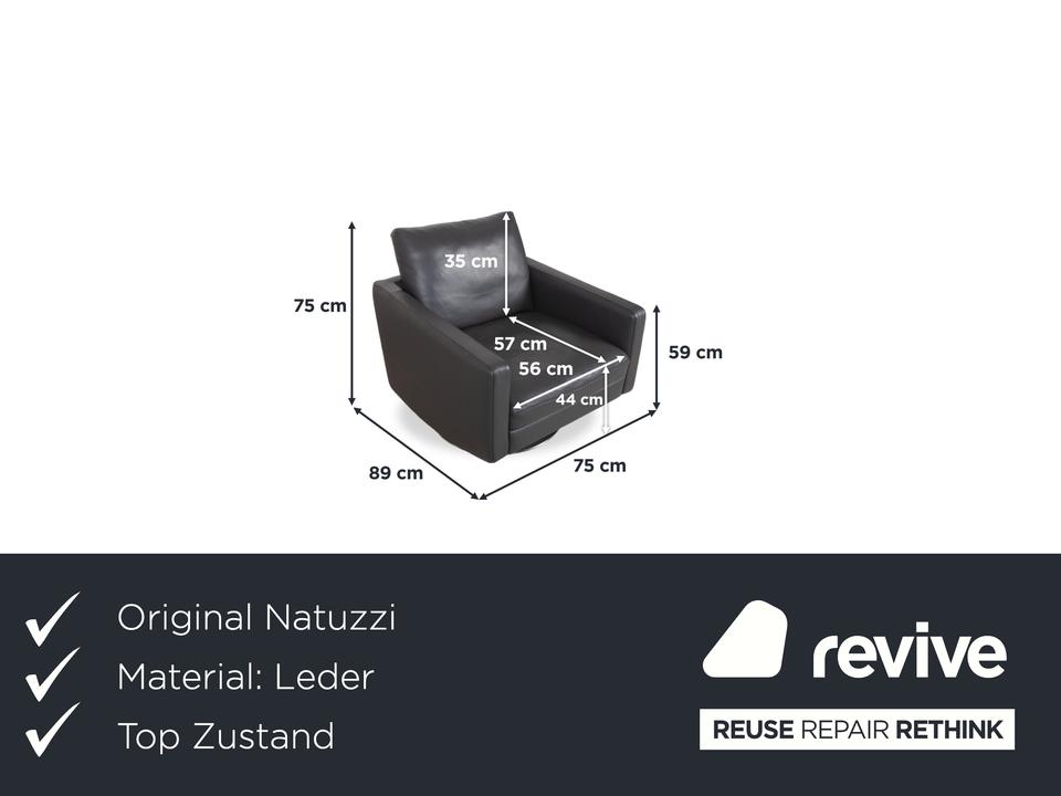 Natuzzi Relevé Leder Sessel Schwarz Anthrazit – Bild 2