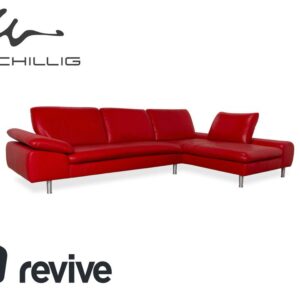 Willi Schillig Loop Leder Ecksofa Rot manuelle Funktion