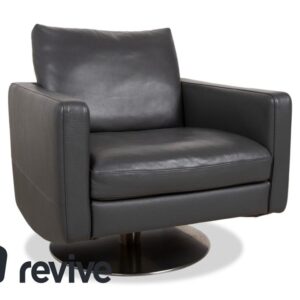 Natuzzi Relevé Leder Sessel Schwarz Anthrazit