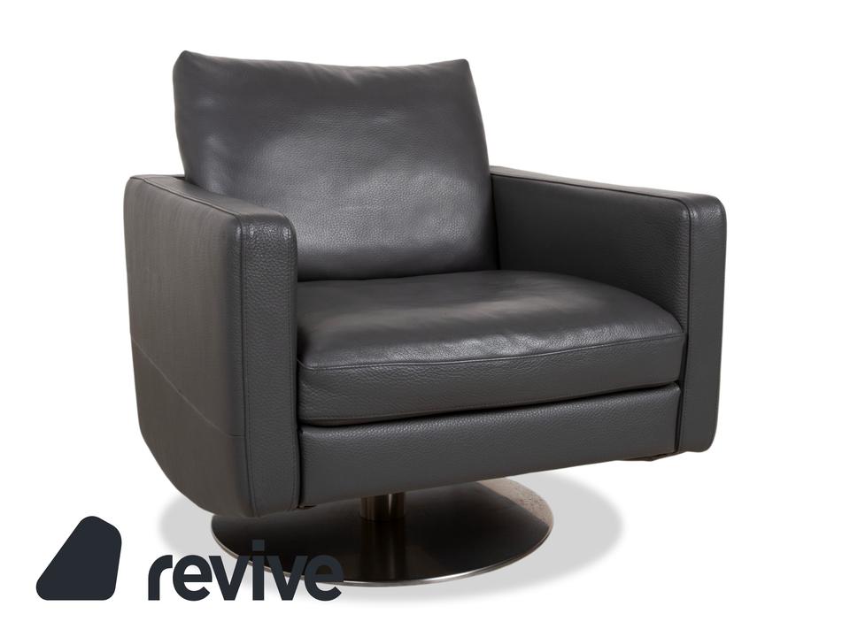 Natuzzi Relevé Leder Sessel Schwarz Anthrazit